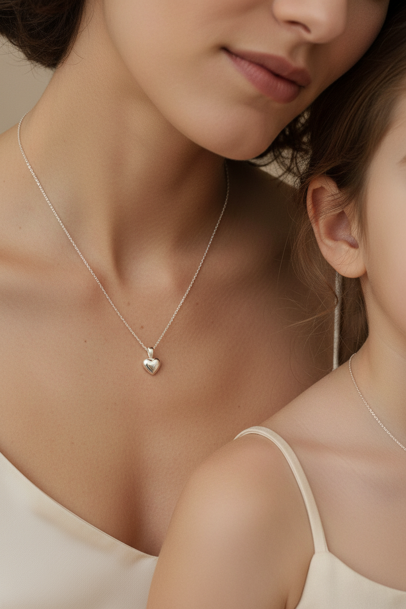 Heart Necklace Set - Child Leaning Into Mum